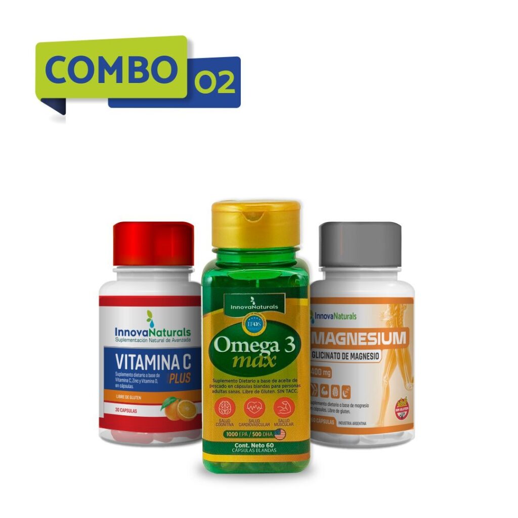 COMBO 2 - PLUS (Vit C Plus + Omega Max + Glicinato) - InnovaNaturals