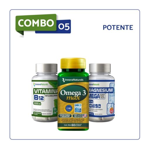 COMBO 5 - POTENTE (Vit B12 + Omega Max + Mega Mg)
